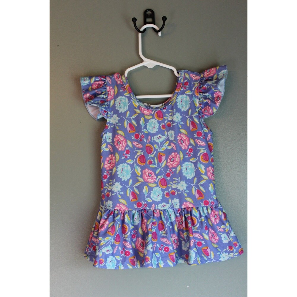 Bella Girl Boutique Baby Girls size 3T Short Purple Floral Dress